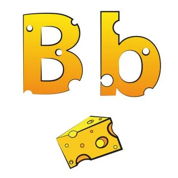 B, swiss vector Alphabet made of Cheese Stock Illustration