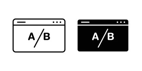 A B test icon collection in black, Line icons, flat symbols Stock Illustration