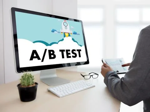 A/B TEST start and  A-B comparison. Split testing Stock Photos