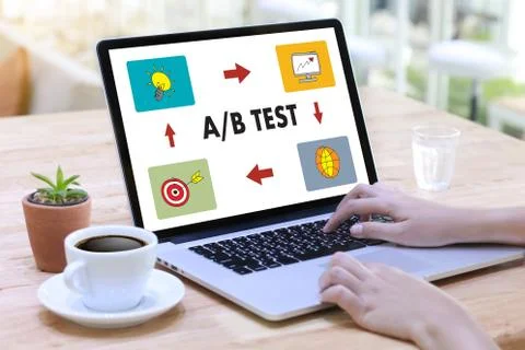 A/B TEST start and  A-B comparison. Split testing Stock Photos