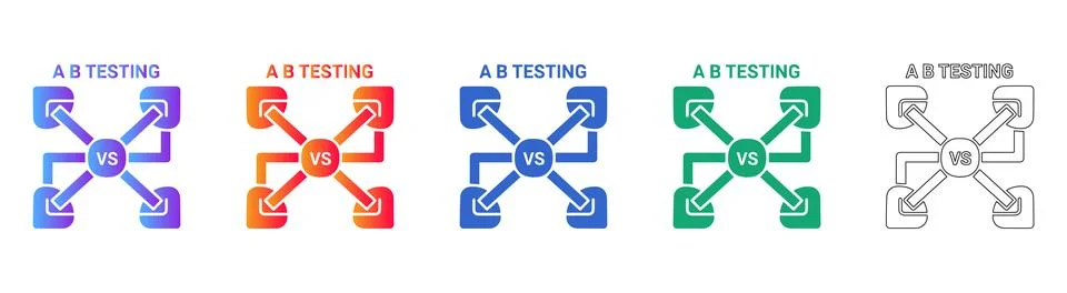 A/B Testing Comparison Strategy Icons 스톡 일러스트