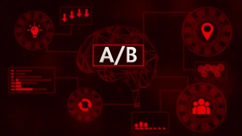 A/ B testing concept diagram with icons for marketing and business growth o.. Stock Footage 327759173