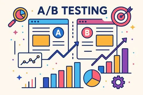 A b testing concept showing website optimization and data analysis Stock Illustration