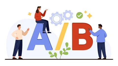 A B Testing Concept with Team Collaboration Stock Illustration