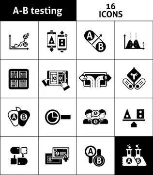A-b Testing Icons Black 스톡 일러스트