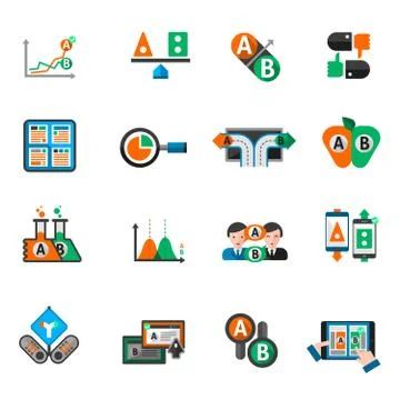 A-b Testing Icons Set 스톡 일러스트