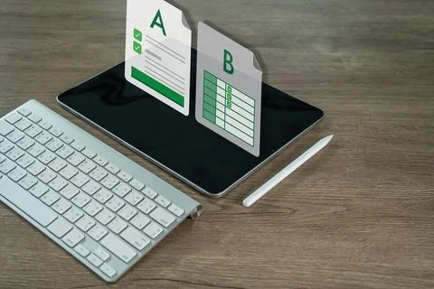 A/b testing optimization results business analytics A/b testing results on .. Stock Photos