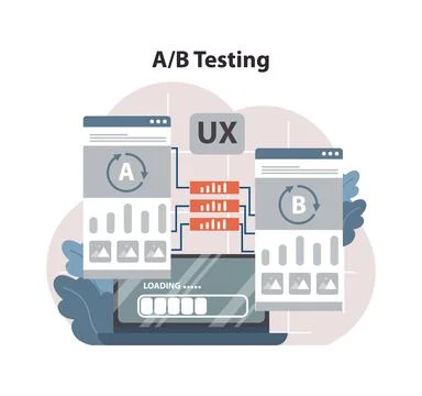 A B Testing UX concept. Flat vector illustration Illustrazione stock