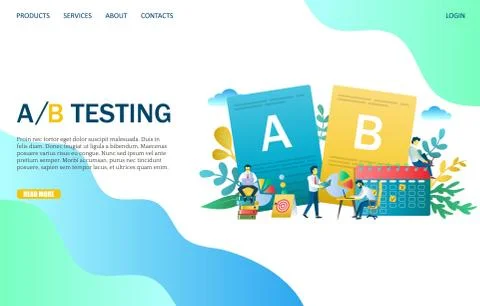 A B testing vector website landing page design template 스톡 일러스트