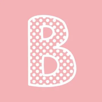 B vector alphabet letter with white polka dots on pink background Stock Illustration