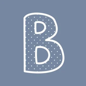 B vector alphabet letter with white polka dots on blue background Illustrazione stock