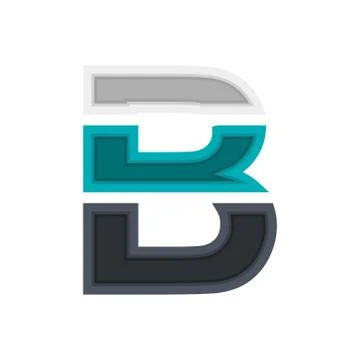 B vector font alphabet, modern dynamic design. Black, irish blue, white color Stock Illustration