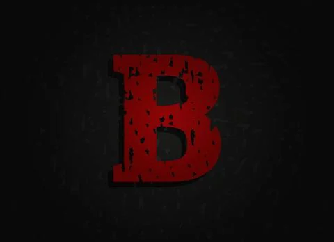 B vector letter made of grunge texture. Insane Fear brutal font. Wicked night Illustrazione stock
