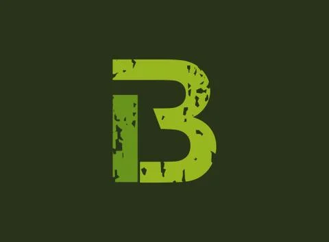B vector letter made of grungy, grunge texture. Rubber stamp imprint style. F Stock Illustration