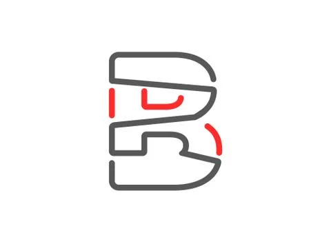 B vector letter, modern desing. Line stroke, unique font. For poster, logo, b Stock Illustration