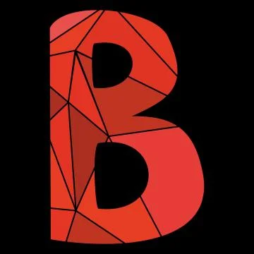 B vector red alphabet letter isolated on black background Stock Illustration
