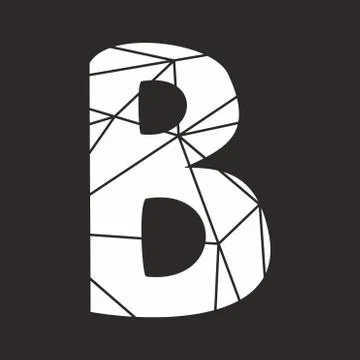 B white vector alphabet letter isolated on black background Illustrazione stock