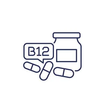 B12 vitamin icon, line vector Stock Illustration