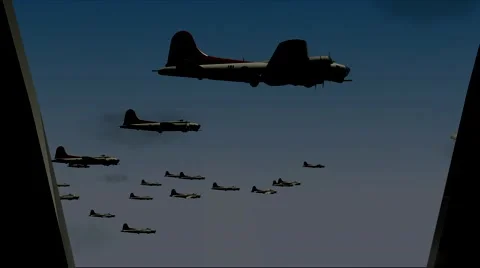 B17 Animation Waist view squadron Stock Footage 44786041