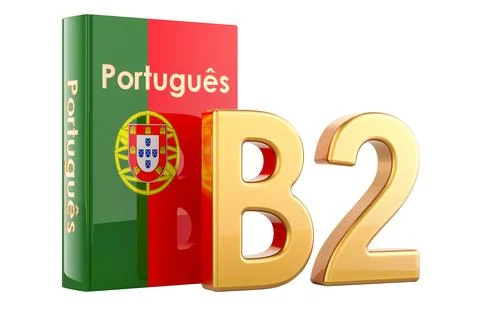 B2 Portuguese level, concept. Level upper intermediate, 3D rendering Stock Illustration