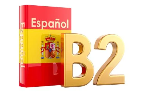 B2 Spanish level, concept. Level upper intermediate, 3D rendering Stock Illustration
