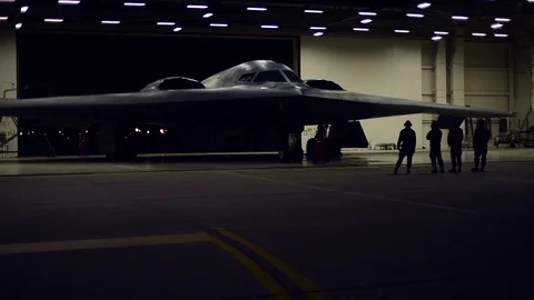 B2 Stealth Bomber in Hanger Video stock 112067441