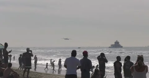 B25 Mitchell flying over air show Stock Footage 162307727