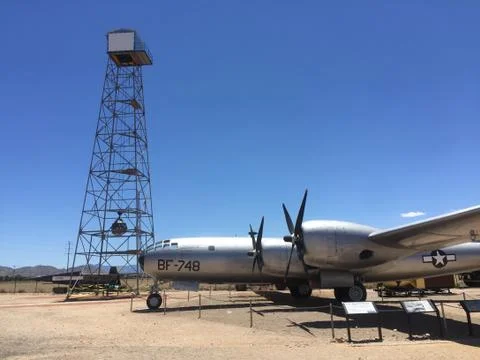 B29 Superfortress and Test Tower Stock Photos