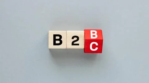 B2B and B2C concept. One letter on wooden blocks changes the word b2b Stock Photos