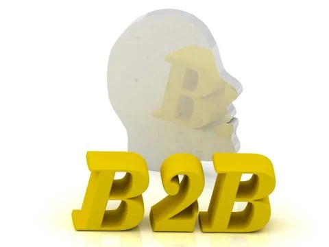 B2B - bright color letters and silver head mind on a white background Stock Illustration