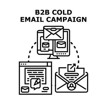B2b cold email campaign vector concept illustration Stock Illustration