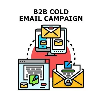 B2b cold email campaign vector concept illustration Stock Illustration