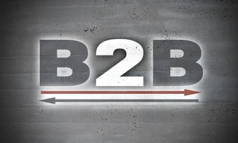 B2B on concrete wall background Stock Photos