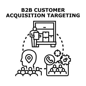 B2b customer acquisition targeting strategy illustration Stock Illustration