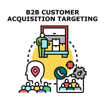 B2b customer acquisition targeting strategy illustration Stock Illustration