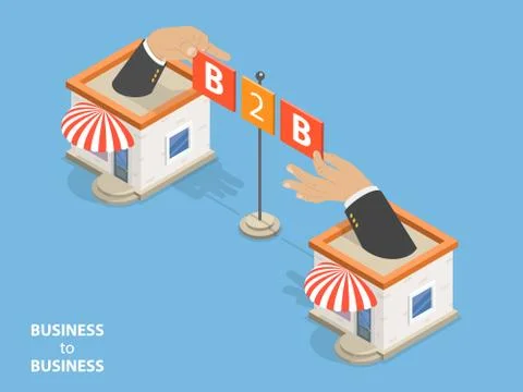 B2B flat isometric vector concept. Stock Illustration