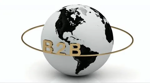 B2B on a gold ring rotates around the earth Stock Footage 21733598