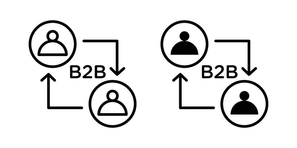 B2B icon set modern line and solid style collection. Stock Illustration