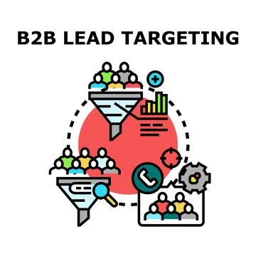 B2b lead targeting strategy for sales generation process Stock Illustration