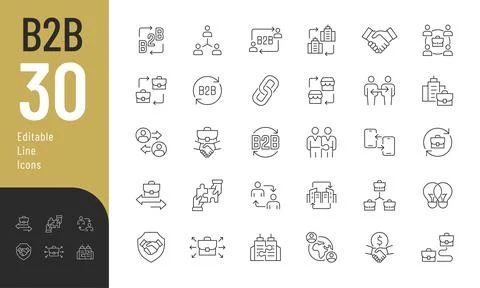 B2B Line Editable Icons set. Stock Illustration
