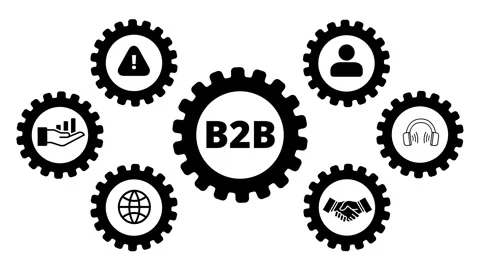 B2B Marketing concept on the white background. Business to business, e-comm.. Stock Footage 340408289