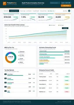 B2B SaaS Growth Analytics Dashboard with Financial Performance Metrics 스톡 일러스트