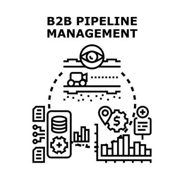 B2b sales pipeline management strategy monitoring process Stock Illustration