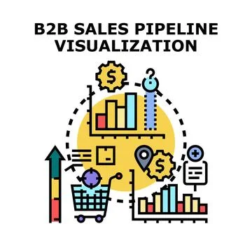 B2b sales pipeline visualization business process concept Stock Illustration