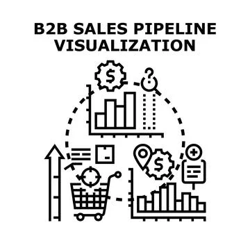 B2b sales pipeline visualization business process concept 스톡 일러스트