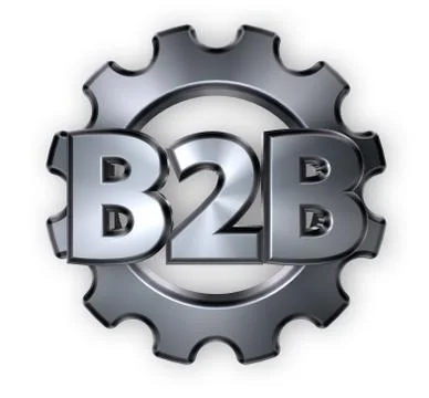 B2b tag and gear wheel - 3d rendering Illustrazione stock