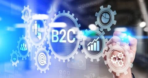 B2C Business to customer concept on virtual screen. Stock-Fotos