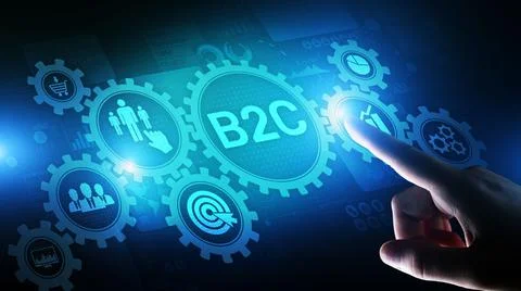 B2C Business to customer concept on virtual screen Stock Photos