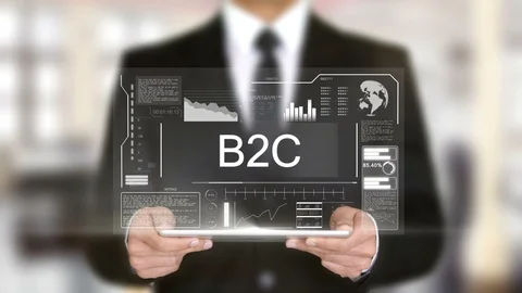 B2C, Businessman with Hologram concept 動画素材 89929357