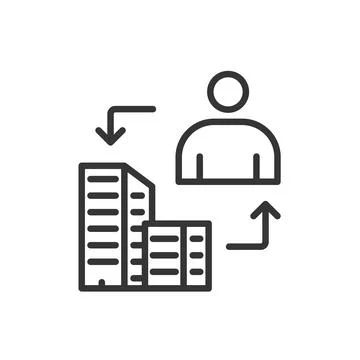 B2C, icon in line design. B2C, business to consumer, retail, commerce, customer Stock Illustration